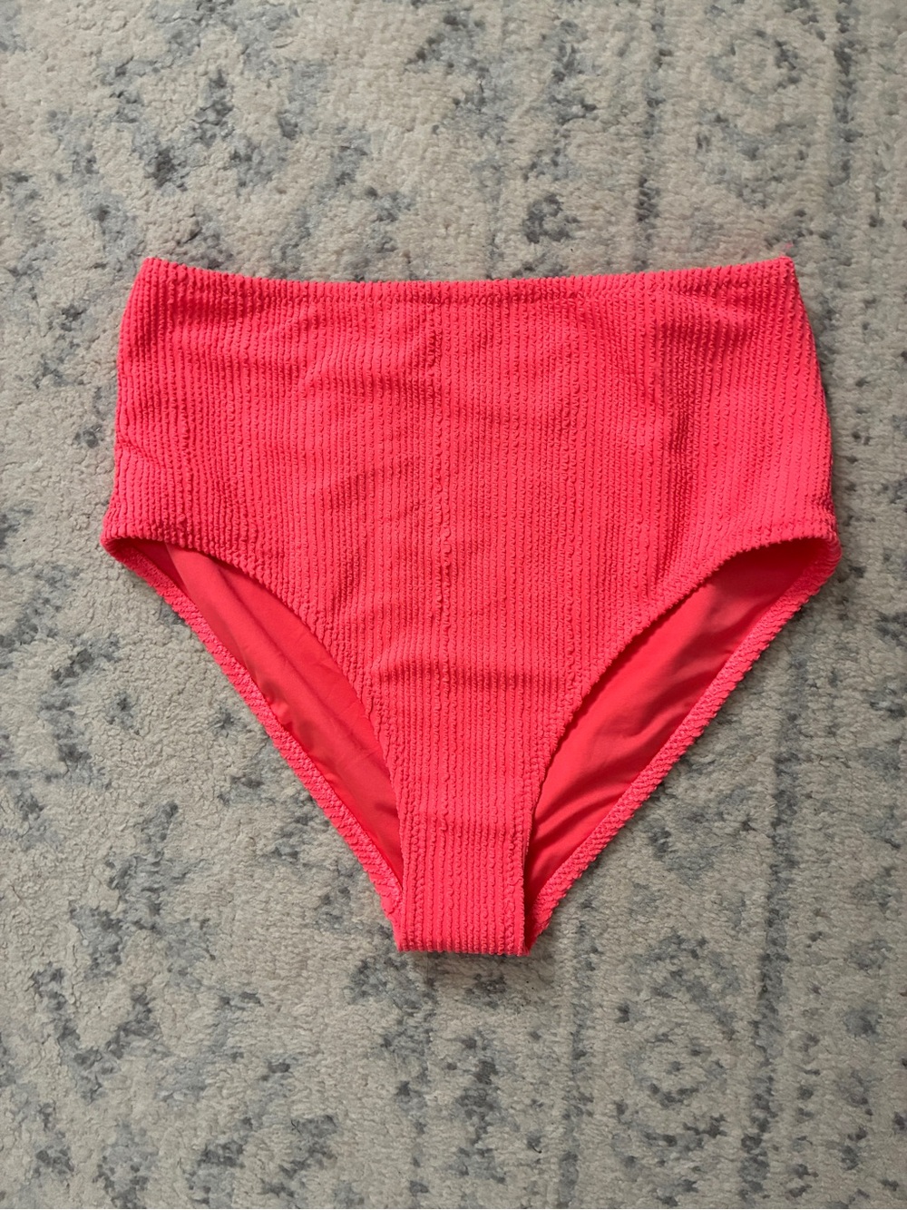 Old Navy High-Waist Ribbed Swim Bottoms - Neon Coral